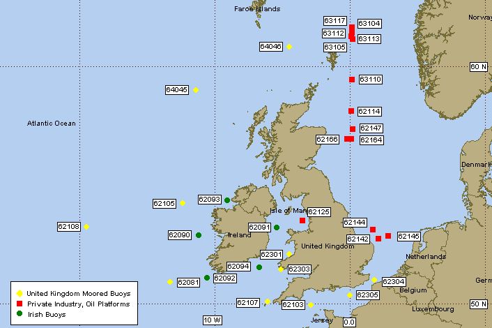 Mesomap of nearby weather buoys